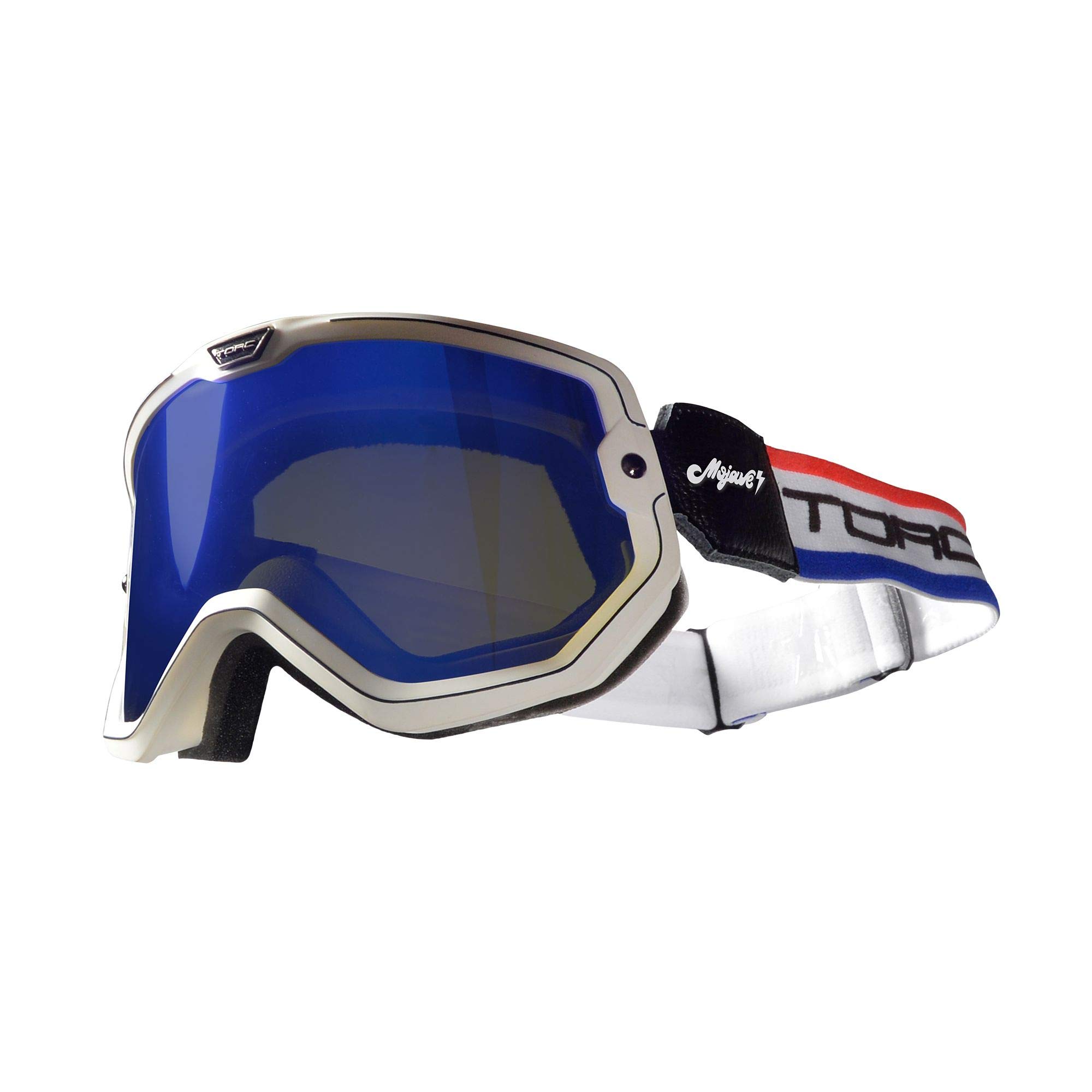 TORC Mojave Motorcycle Helmet Goggle (Flat White, Americana)