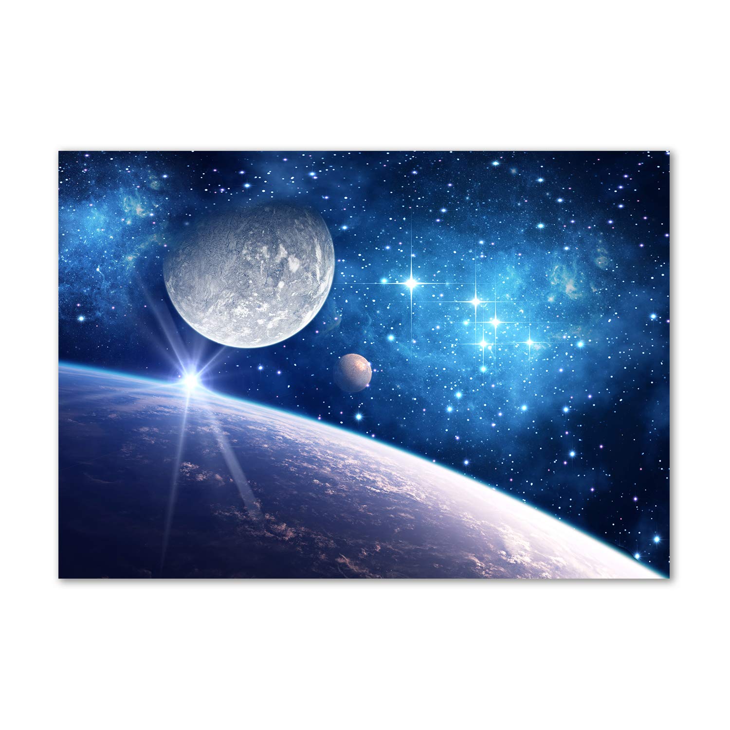Tableau bleu lune 100x70 pour salon moderne cosmologique