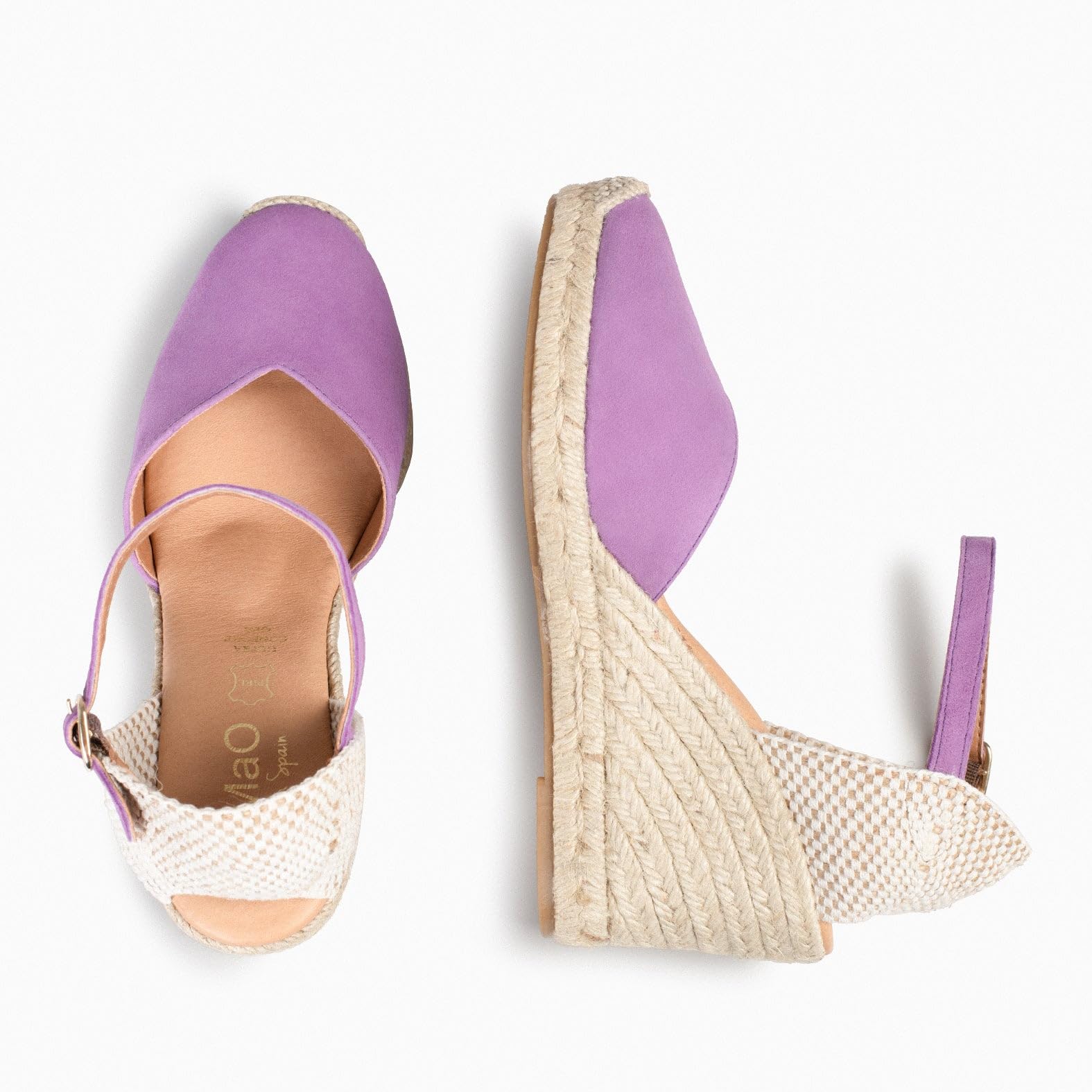 miMaO. Espadrilles à talon haut en cuir avec Technologie de Confort. Fabrication artisanale