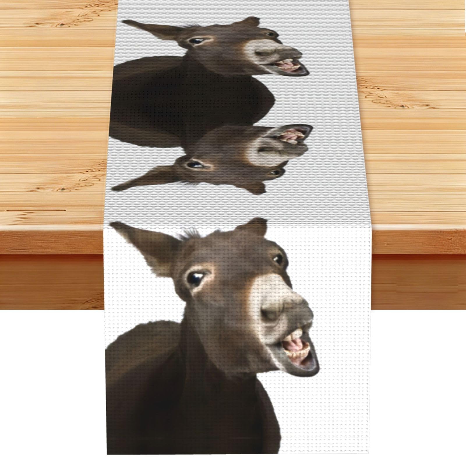Funny Donkey Linen Feel Table Runner Wedding Party Home Decoration