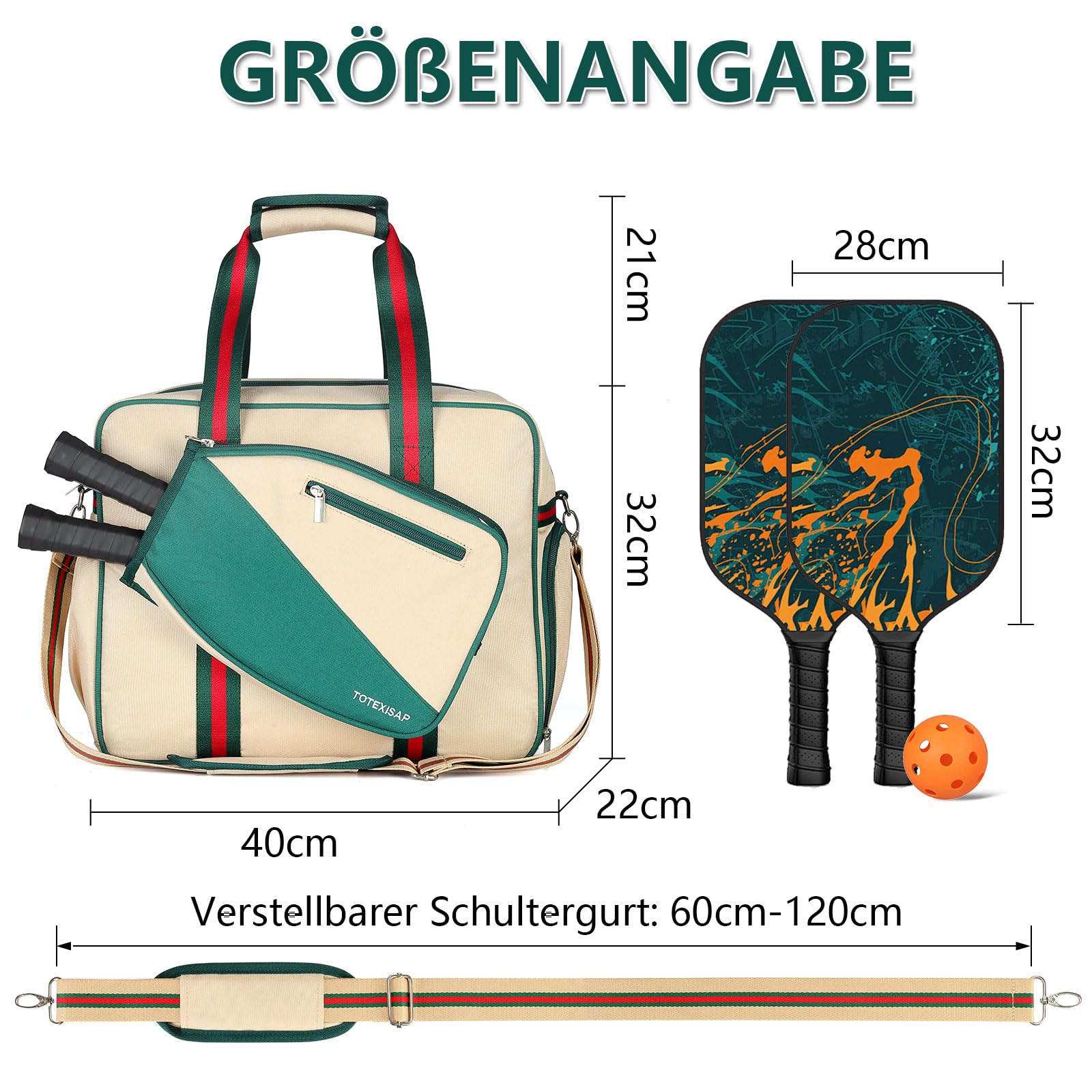 Pickleball Bags for Women, Pickleball Bag Tote with Front Pocket Fits 2 Paddles, Cute Pickleball Paddle Bag with Fence Hook & Shoulder Strap, Pickleball Gifts Accessories for Women Ladies