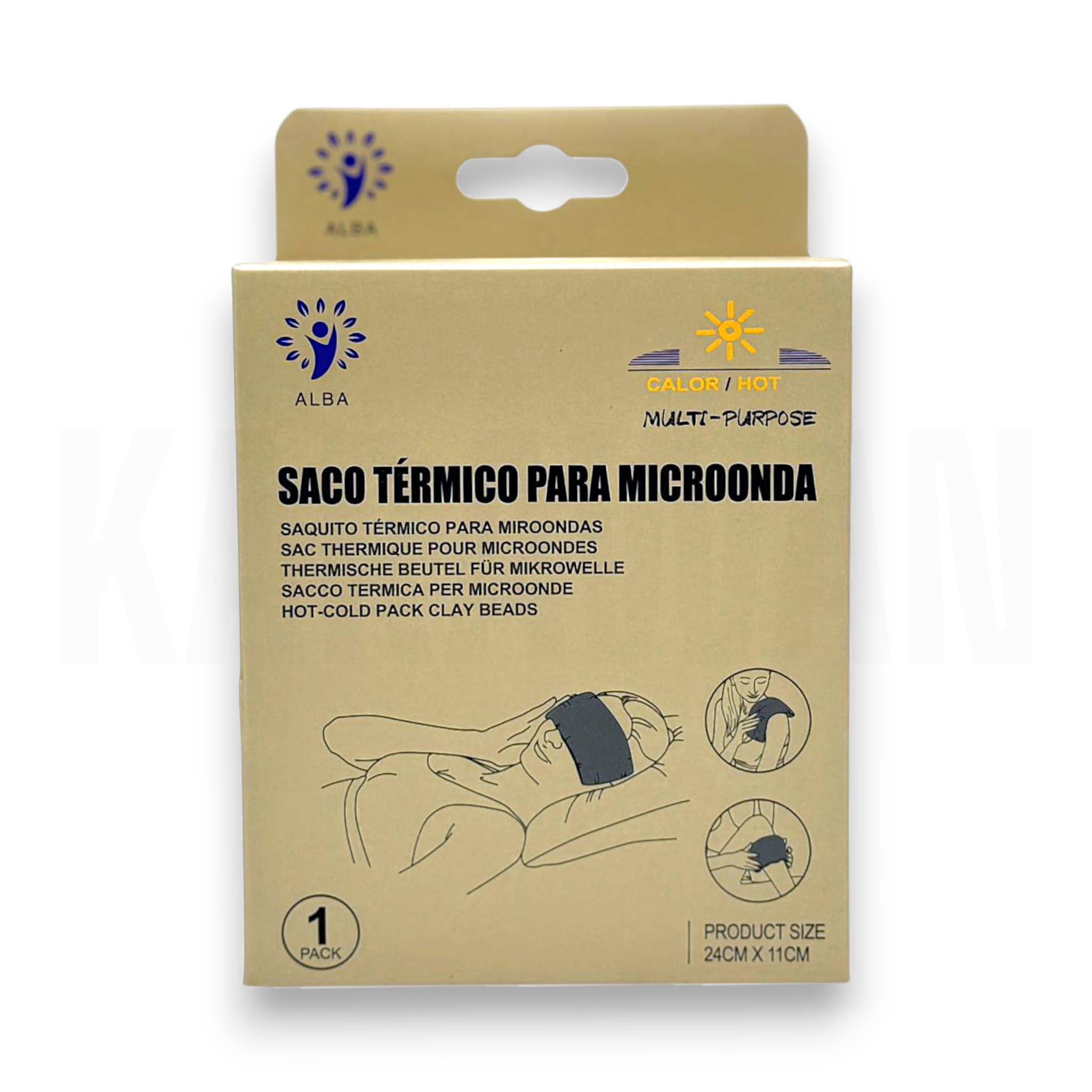 Alba Saco Térmico Multiusos de Semillas Naturales y Arcilla, Terapia de Frío y Calor, Blanco Crema, 20x20 cm, Reutilizable, Algodón, Pack de 2 (Rostro)