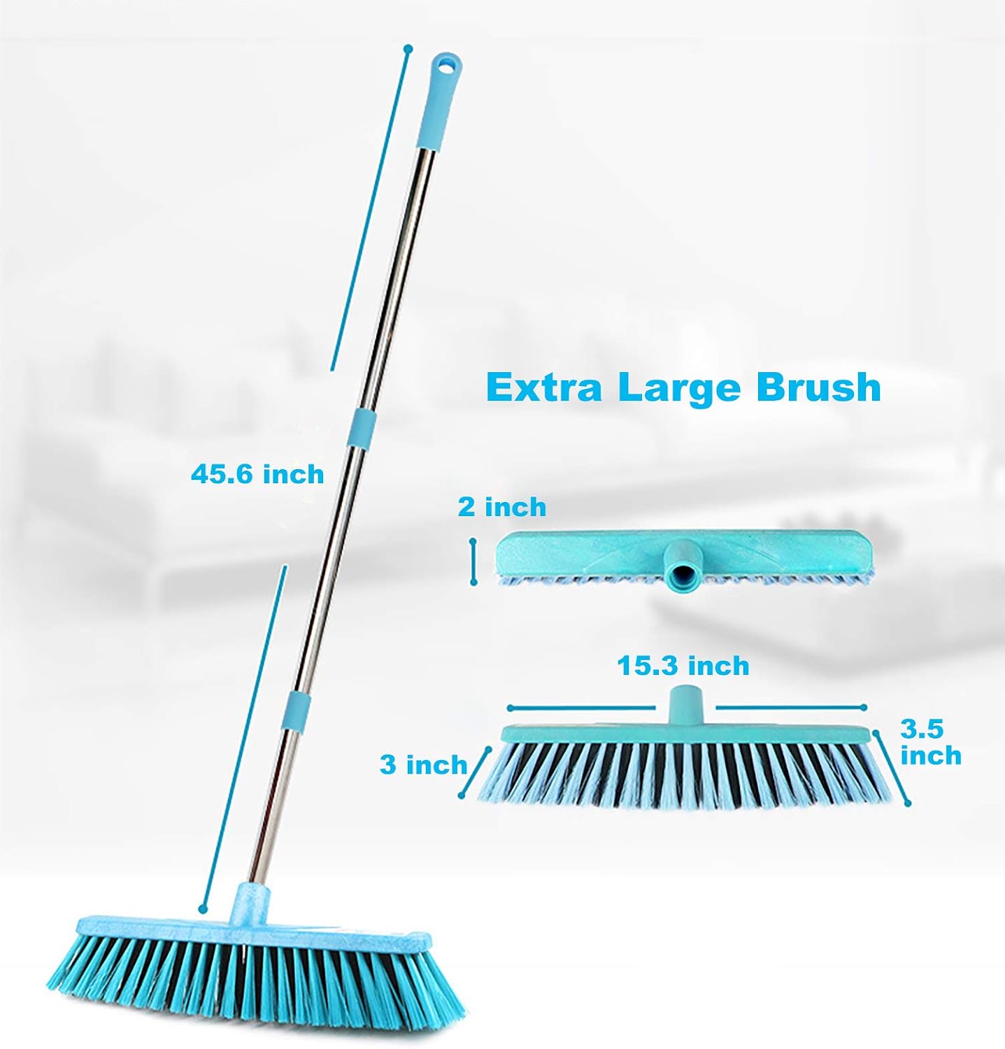UKEENOR Floor Scrub Brush With Long Handle Heavy Duty Deck Scrubber Boat Scrub Brush Stiff Outdoor