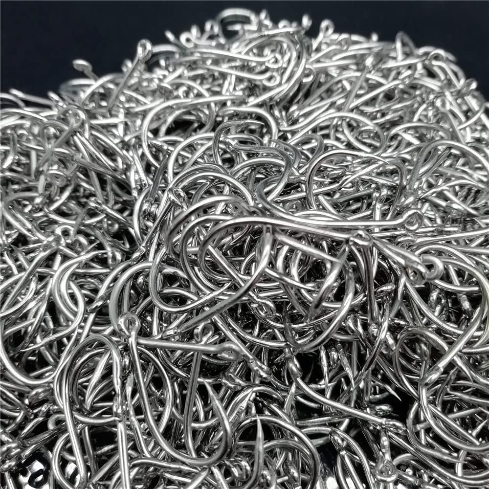 Hooks Circle Hook Sale by Bulk 1000 Pieces/lot Eyed Fishing Hook Jig Hooks Barbed Fishhooks Fishing Accessories Wholesale Fishing Hooks(Flat Head,5)