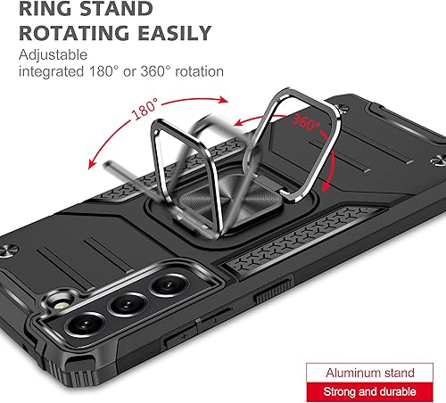 Miniatura 5 de CMYFUTNG Funda para Galaxy S21 Ultra con soporte de anillo, Soporte de anillo giratorio de 360 Funda de teléfono de grado militar a prueba de caídas