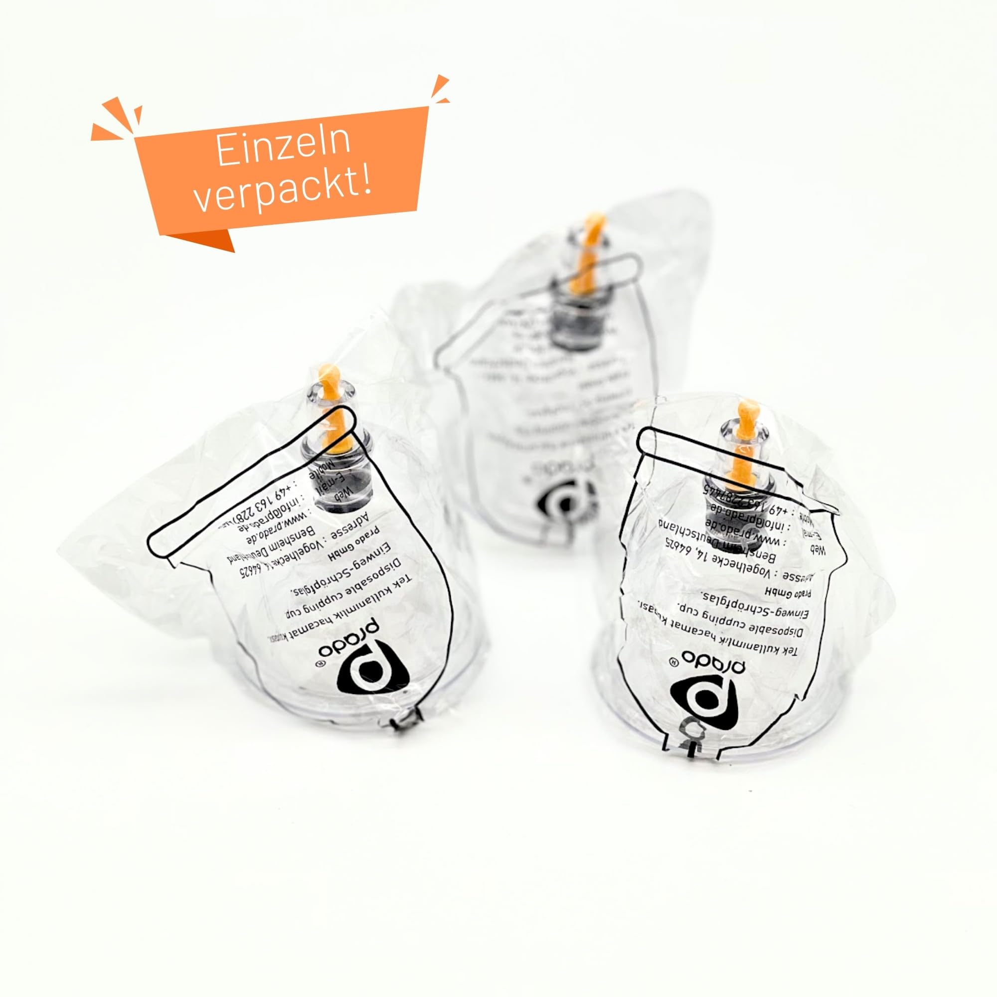 prado Tokyo - Set di 100 coppette in plastica, Tokio Hijama, massaggio sottovuoto, campane sottovuoto, set di coppette Hacamat Kupası (B06-3,0 cm)