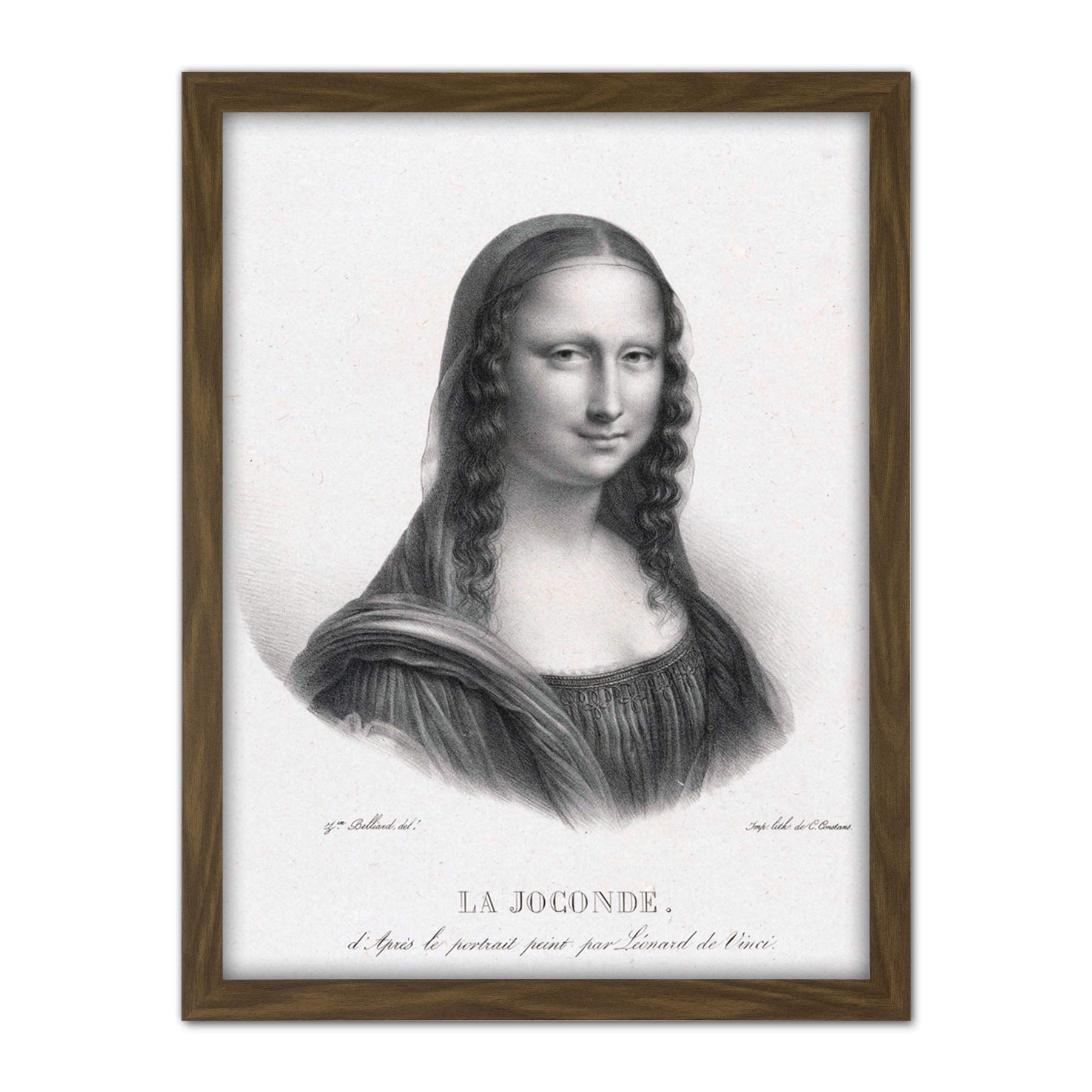 Artery8 Belliard Portrait Of Mona Lisa Drawing Artwork Framed Wall Art Print 18X24 Inch