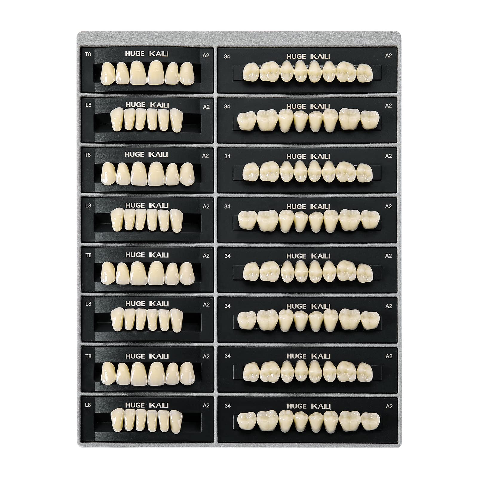 112 Pcs Dental Acrylic Resin Teeth Denture Shade A2 T8, Synthetic Polymer Resin Tooth for Replacement, Halloween, Horror, DIY (28pcs/set,4 Set)