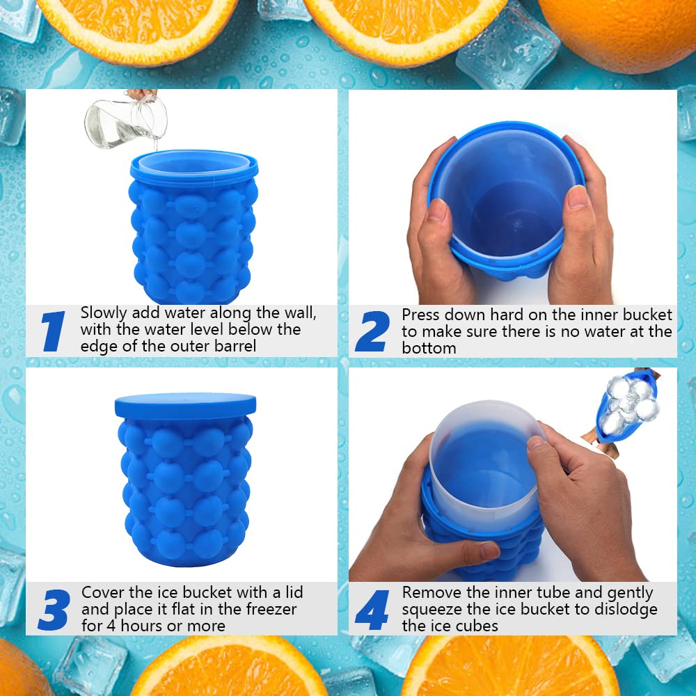 Molde Para Cubitos De Hielo Con Tapa + Cuchara Mezcladora – Silicona Gris, Acero Inoxidable