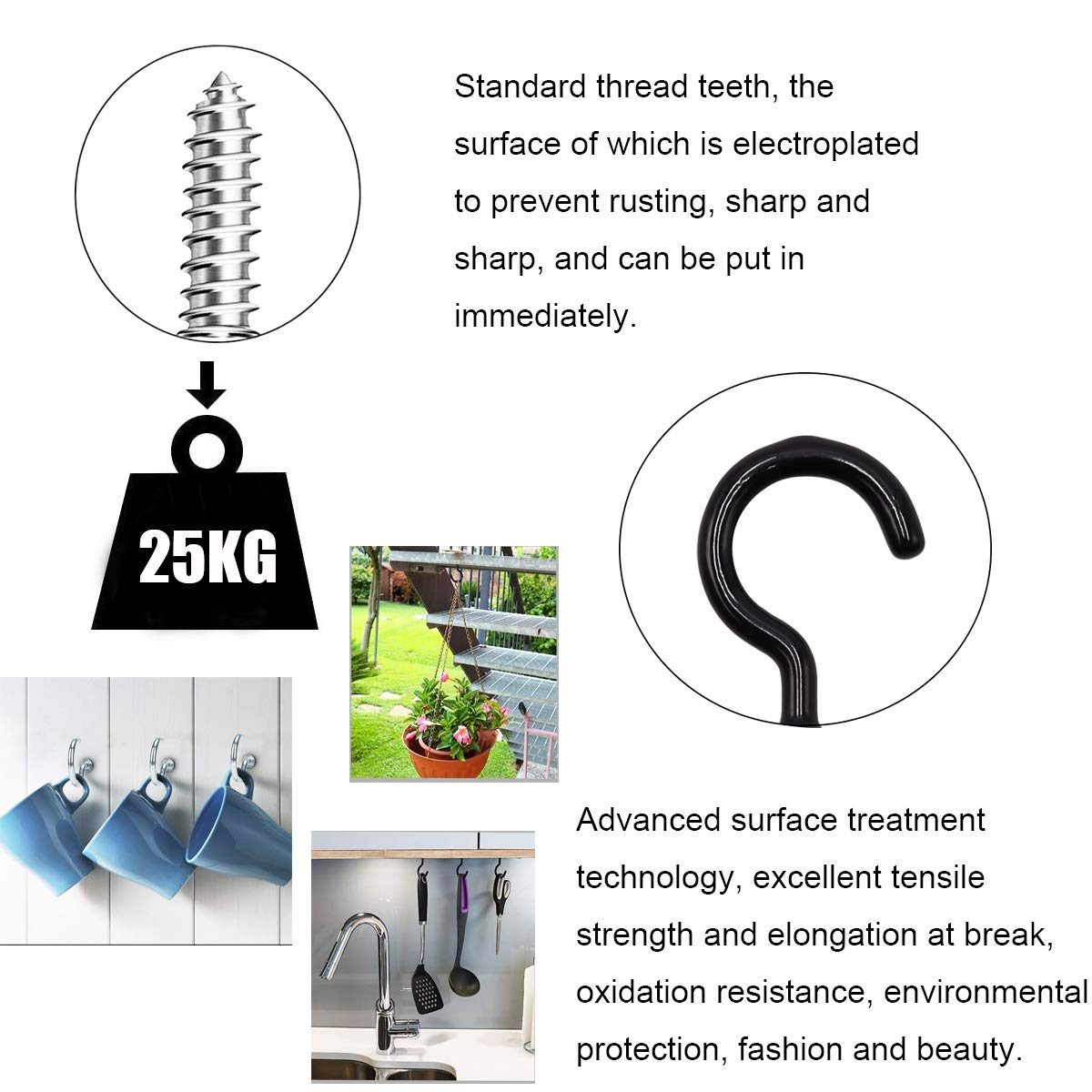 Flаѕh Dеаlѕ - 50% оƒƒ smseace 24pcs 2.9Inch Black Ceiling Hooks Vinyl Coated Screw-in Hooks with 30pcs Expansion Pipe for Decorating Christmas Lights Hanger Hooks Outdoor Wire and Fairy Lights D-014-2 Exсluѕіvе Dіѕсоunt 50% Prісе smseace 24pcs 2.9Inch Black Ceiling Hooks Vinyl Coated Screw-in Hooks with 30pcs Expansion Pipe for Decorating Christmas Lights Hanger Hooks Outdoor Wire and Fairy Lights D-014-2