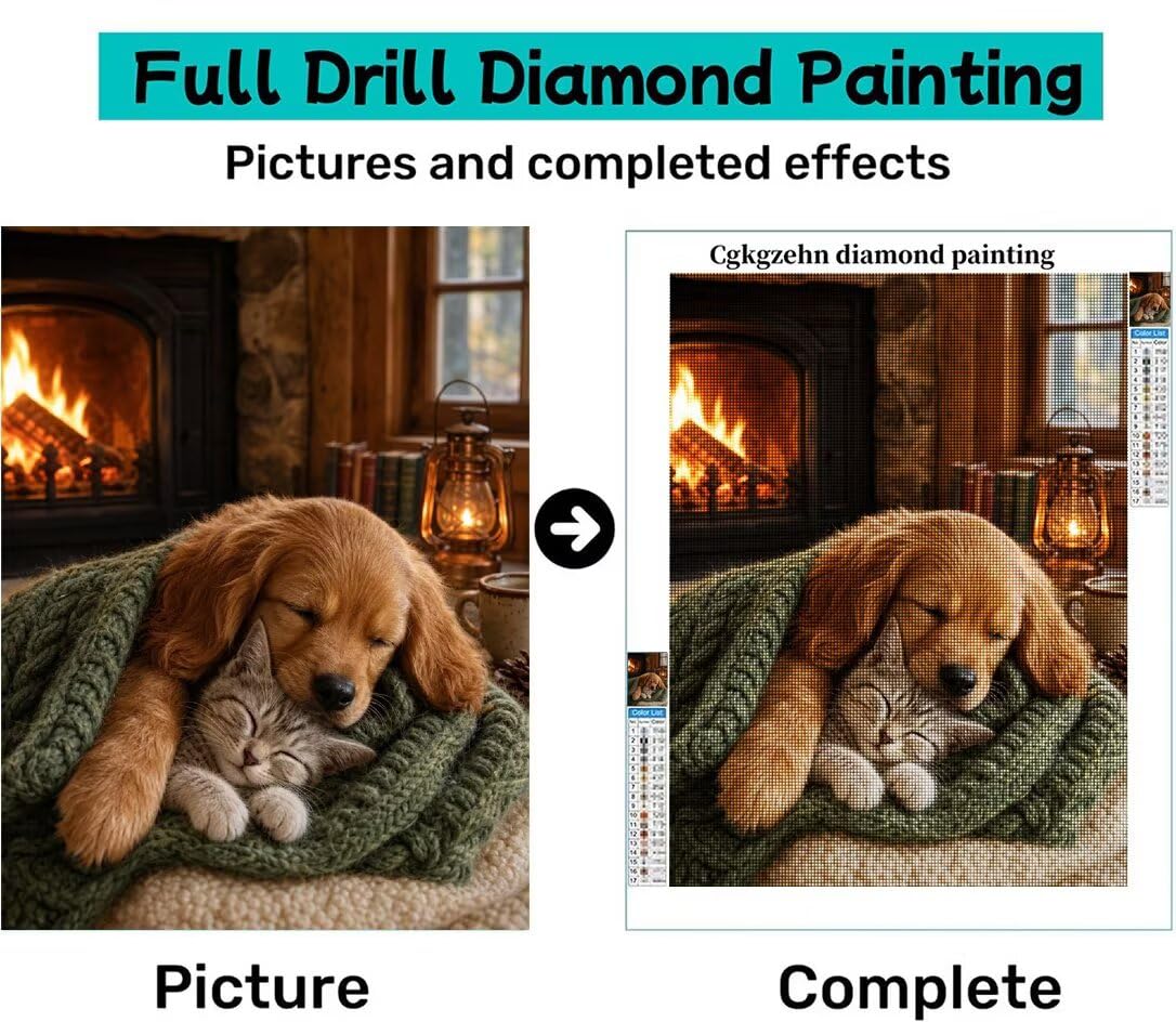 Hund Diamond Painting Erwachsene Eckige Steine, Mosaik Set 80x100cm C8-288