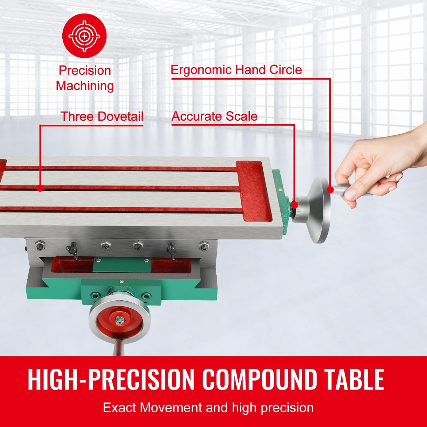 Happybuy Milling Table 17.7×6.7Inch Compound Slide 30KG Multifunction Worktable 2-Axis Cross Milling Machine 4-Way for Drill Stands Bench