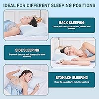 Vista 7 de Almohada cervical para dormir, almohada de espuma viscoelástica en forma de mariposa para aliviar el dolor de cuello, espuma BASF refrescante
