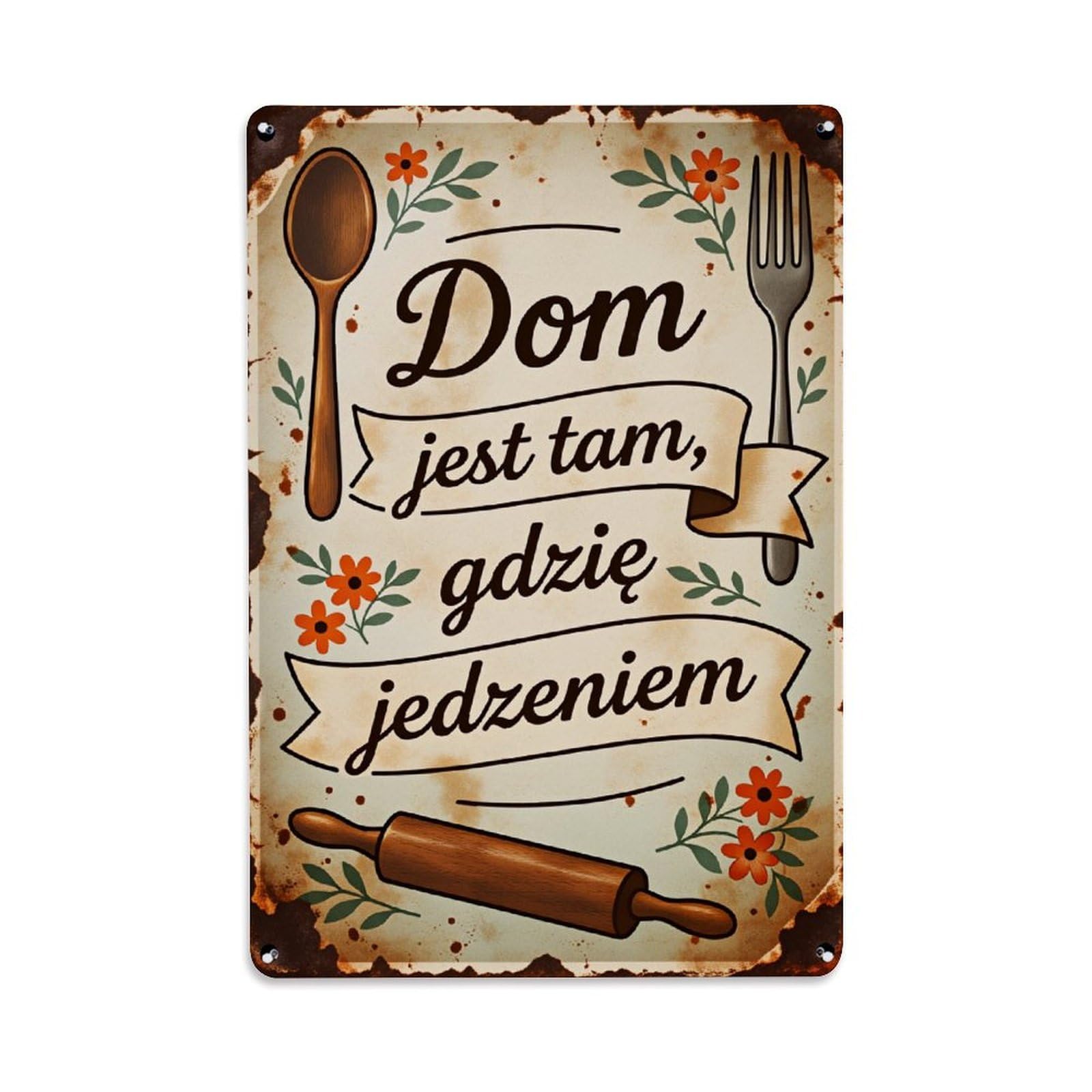 Home Is Where The Food Is Vintage Metal Tin Sign Retro Wall Decor for Home Bar Garage Cafe, Indoor & Outdoor Decorative Metal Poster, 8x12 Inch