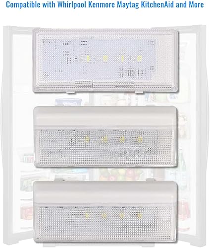 Miniatura 2 de Juego de luces LED para refrigerador con lente cónica y bisel apto para Kenmore Whirlpool Maytag KitchenAid, 1 pieza W10515058 y 2 piezas W10515057,