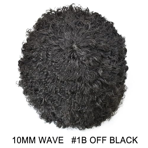 Miniatura 2 de Unidades de cabello afro tupé para hombres negros Full Poly afroamericanos hombres hairpece Afro Toupee Kinky Curly Brazilian Human Hair Systems PU