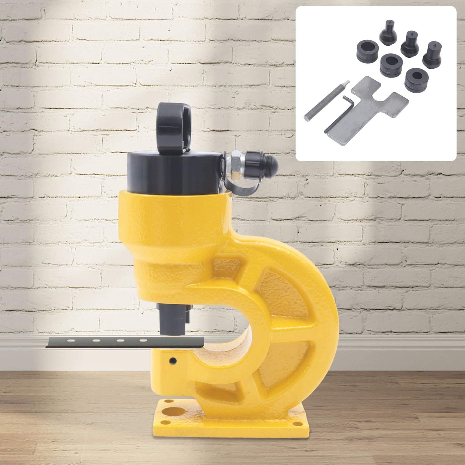 31T hidráulico hole puncher con 4 Herramientas(ф10.5mm/ф13.8mm/ф20.5mm/ф17.5mm), Punzonadora de Chapa, Punzonadora hidráulica CH-60, Para barras de cobre, barras de aluminio