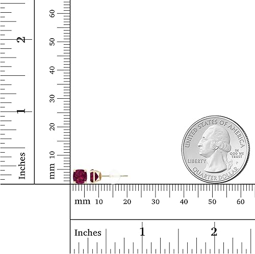 Miniatura 4 de Aretes tipo dormilona de oro macizo de 14 quilates de 0.197 in con piedra natal genuina para mujer, hipoalergénicos, aretes de tuerca con piedras