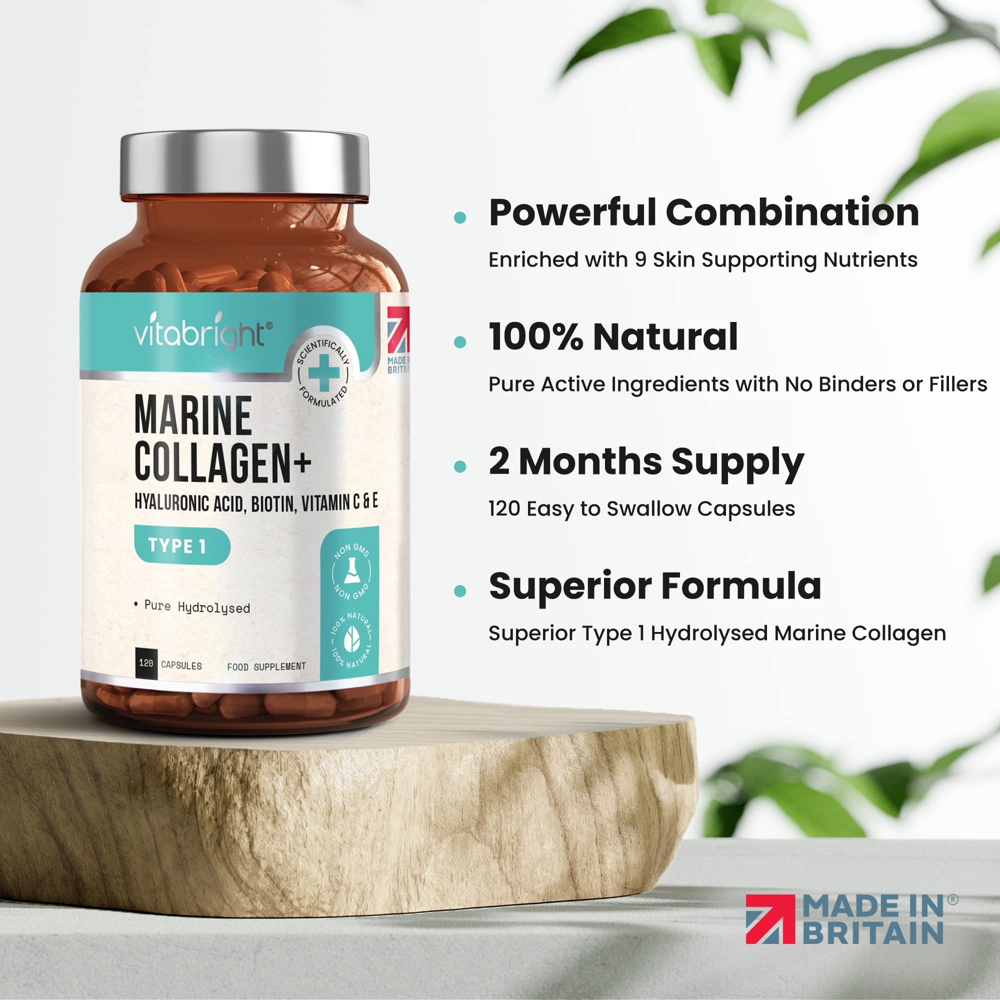 Marine Collagen Capsules 1000mg 120 Capsules 9 Powerful Skin