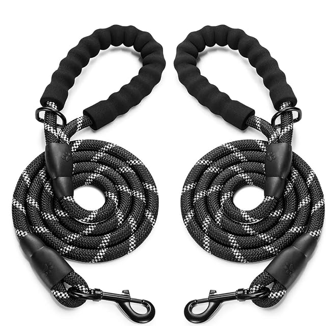 JBYAMUK 2 Pack 1,5 m Correa de Perro Fuerte con Mango Acolchado cómodo y roscas Altamente Reflectantes…