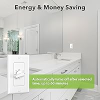 Vista 2 de BN-LINK Heavy Duty 60-Minute in-Wall Spring Wound Countdown Timer Switch for Lights, Mechanical Switch Timer for Bathroom Exhaust Fan, No Neutral