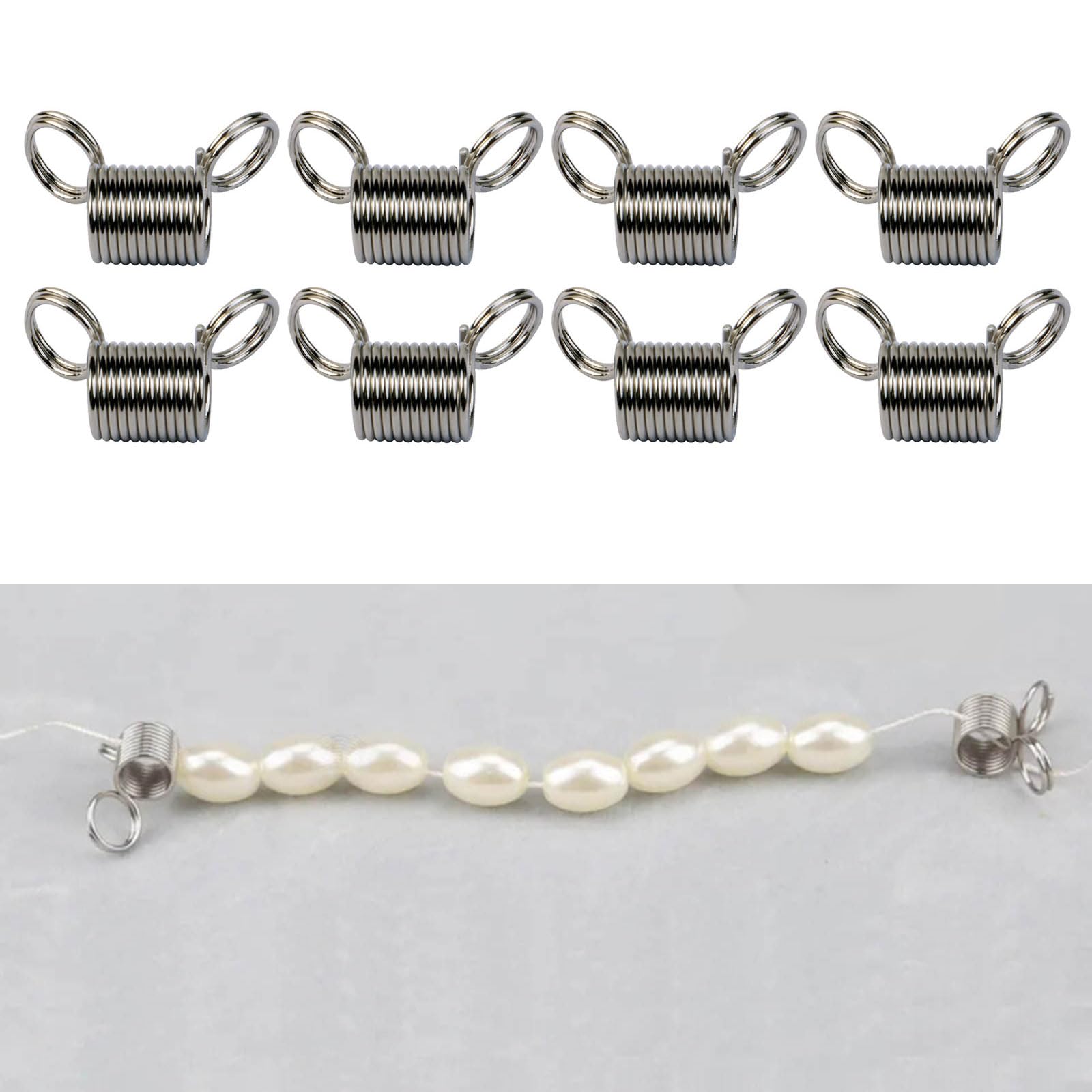Pack of 20 Handy Jewelry Making Tool Stringing Beads Stopping Spring End Fasteners Alloy for Bracelets