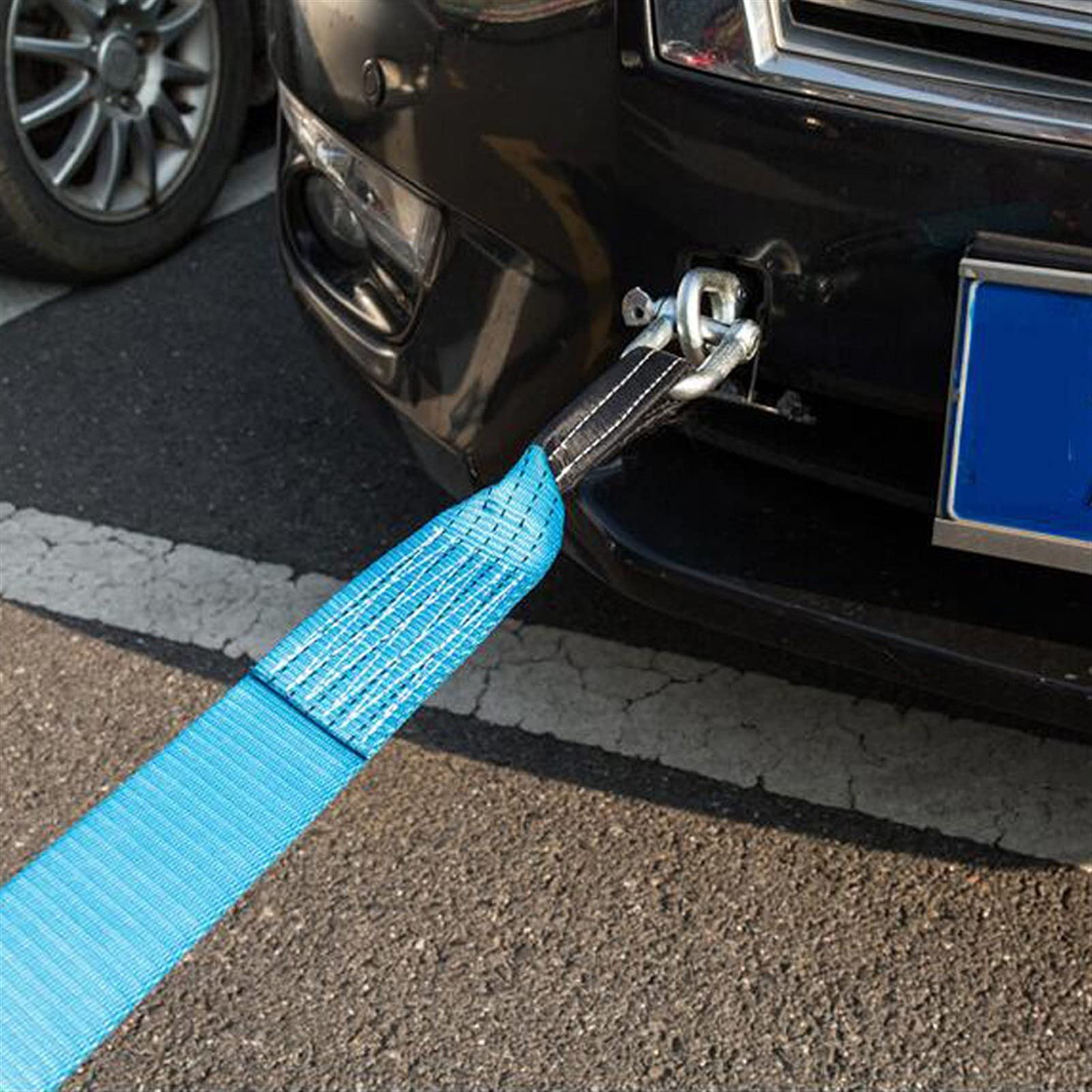 Cinghia di traino con ganci a U, resistente corda per verricello per rimorchio auto, cavo per cinghia di traino resistente