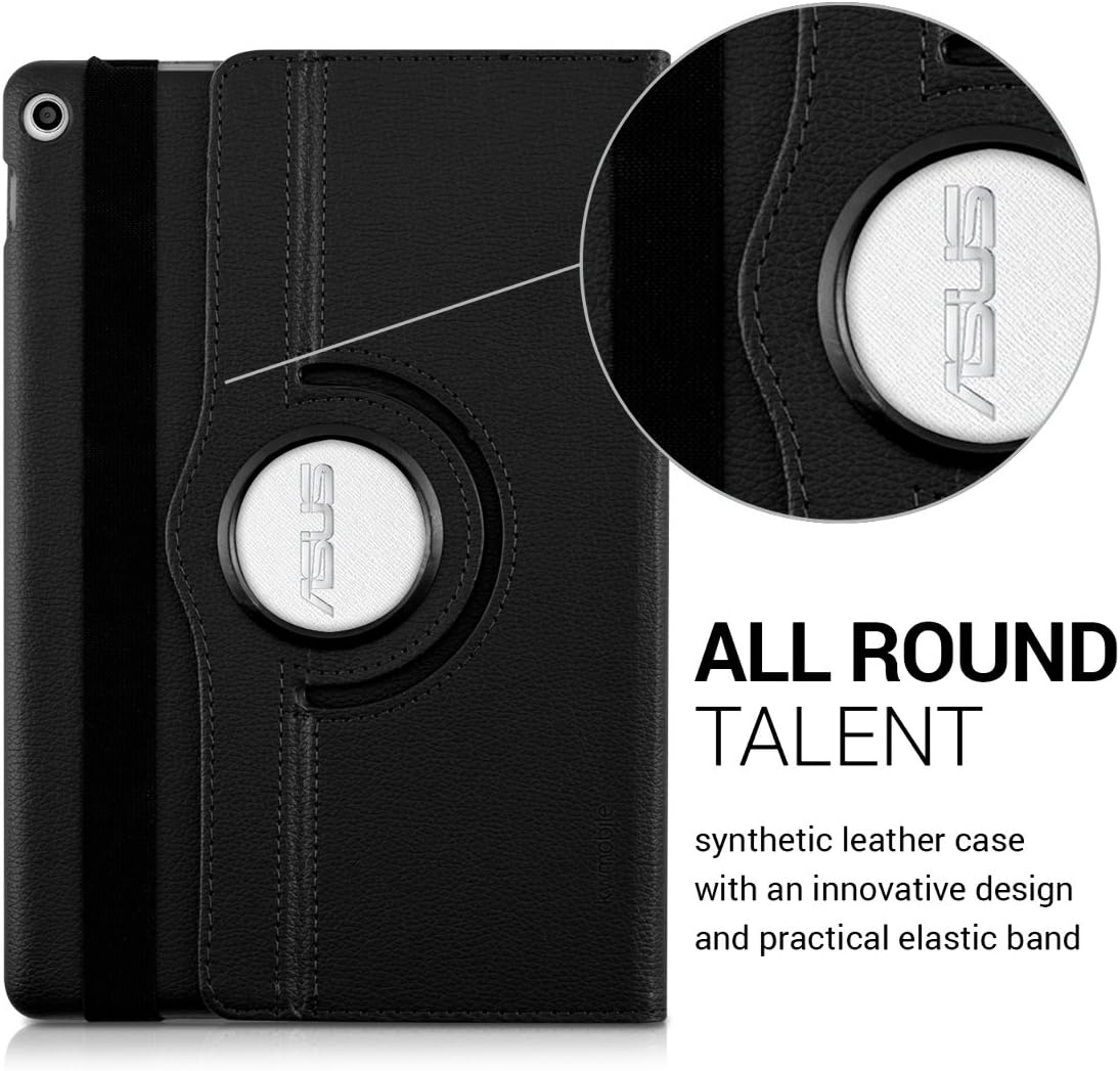 kwmobile 360° Case Compatible with Asus ZenPad 10 (Z300) - PU Leather Tablet Cover with Stand Function - Black