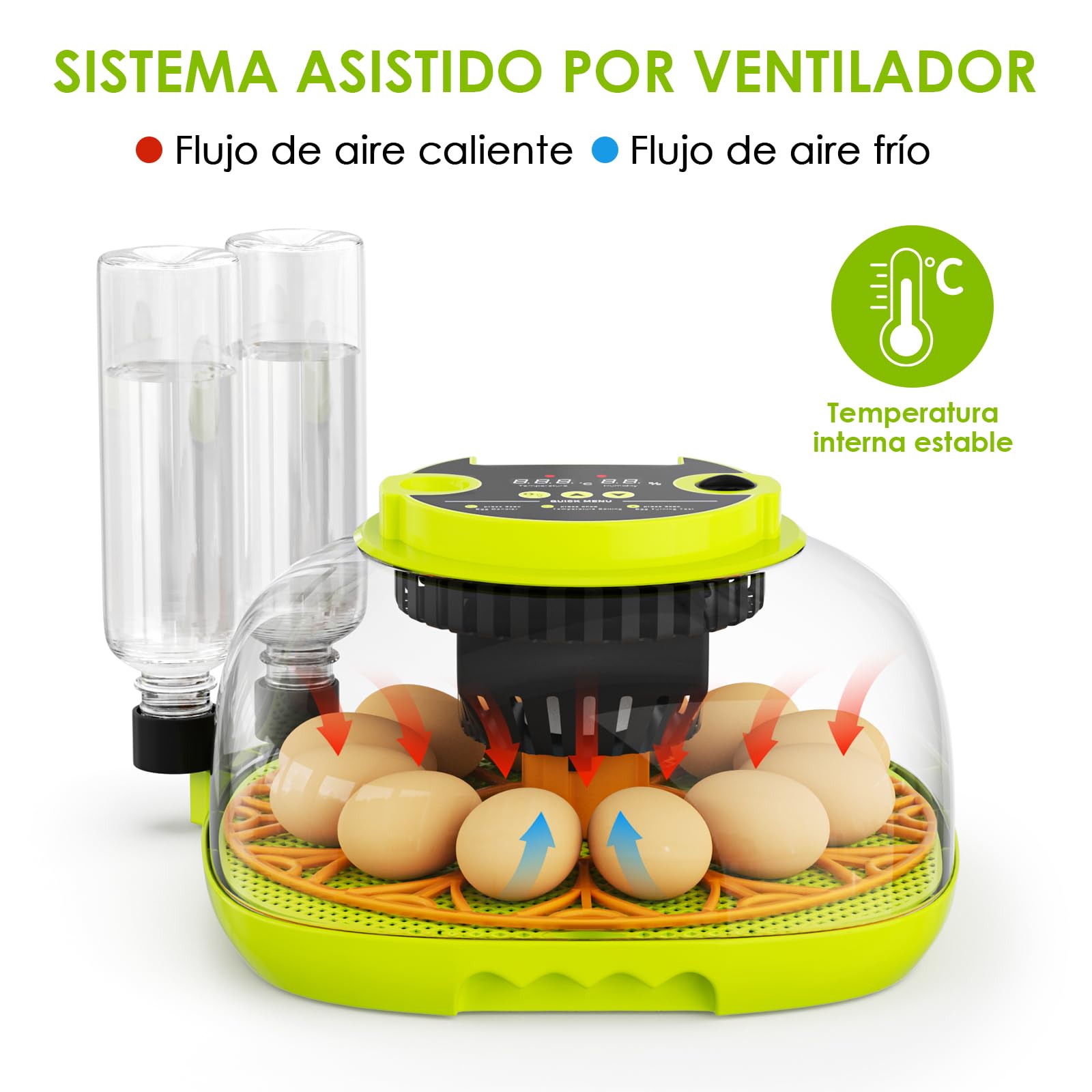 Incubadora Huevos Gallina, Incubadora Automatica para 12 Huevos Volteo Automático de Huevos, Control de Temperatura y Humedad, Adecuado para la Incubación de Huevos de Gallina, Pato, Ganso