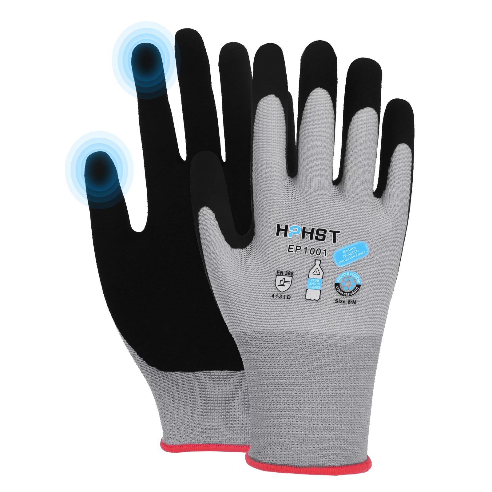 HPHST Work Gloves for Women, Eco Friendly Safety Work Gloves with Breathable Rubber Coated, Smart Touch,3 Pairs