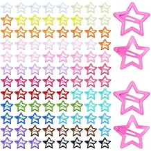 Lawie 100 Pieces Cute Silver Colorful Glitter Star Snap Hair Clips Little Hair Barrettes Fine Bang Hair Holders Accessories for Girls Candy Colors
