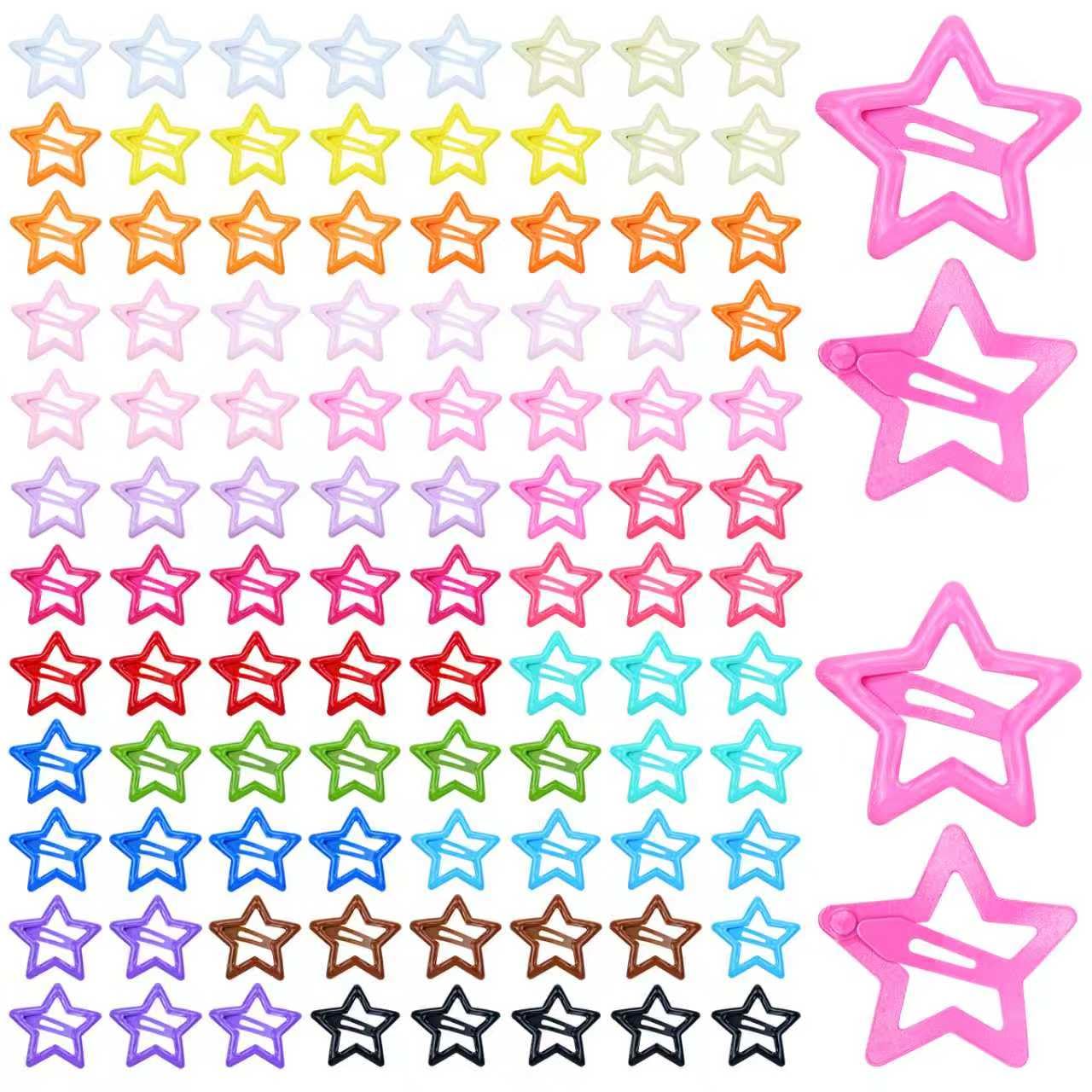 Lawie Glitter Star Snap Hair Clips for Girls - Cute Accessories