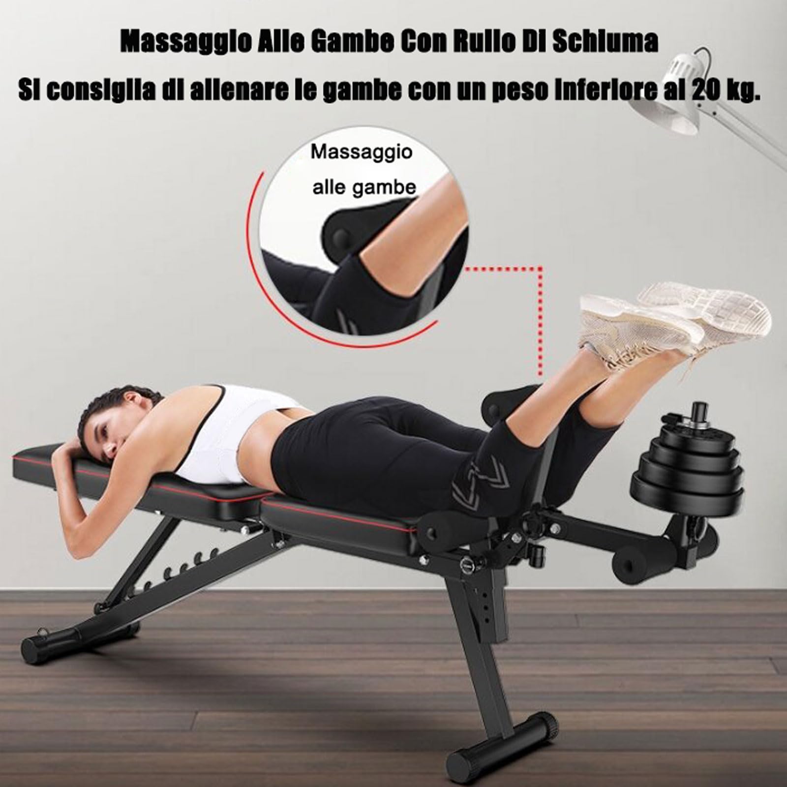 Panca Palestra Multifunzione, Panca Piana, Panca Pesi Regolabile, Pancas Addominali per l'allenamento della forza in Palestra Casa, Attrezzi Palestra CasaBlack,48 * 162 * 111CM