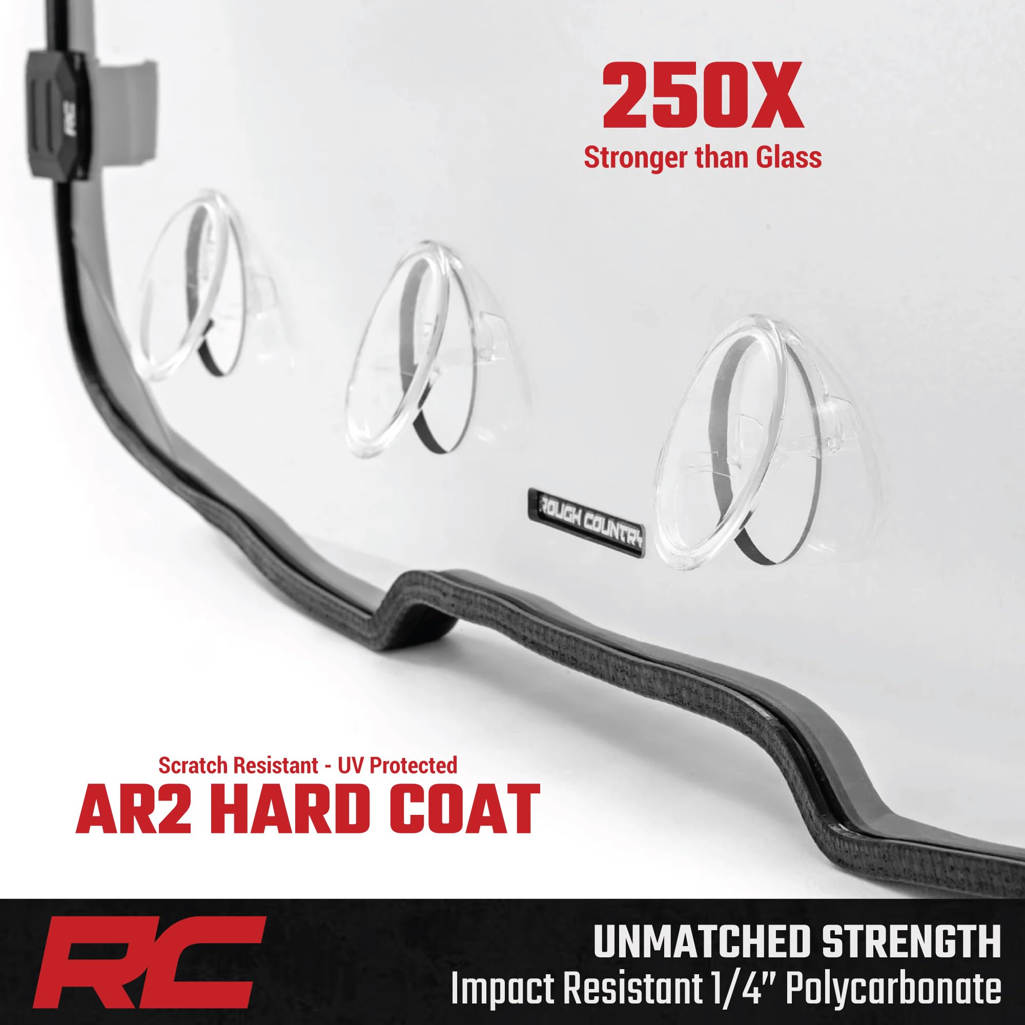 Rough Country Vented Full Windshield for Segway UT10 P - Scratch-Resistant 1/4" Polycarbonate, Adjustable Airflow, Roof Compatible