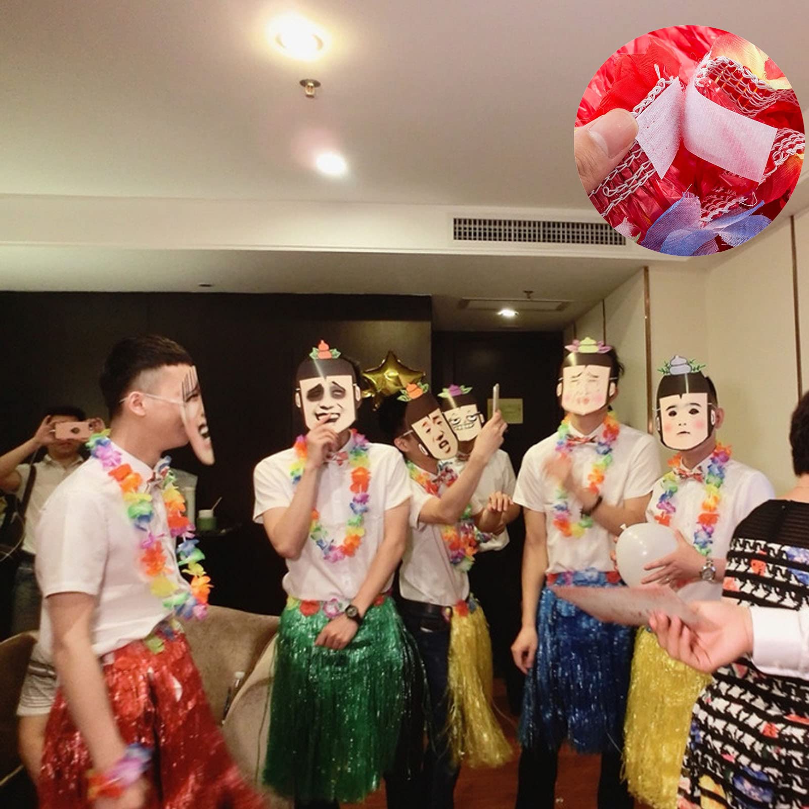 4 Piezas Conjunto Hawaii Hula, Hawaiian Grass Hula Faldas, Guirnalda Hawaiana Falda de Hierba, Adecuado para Fiestas, Fiestas de Baile, Mejorar el Ambiente de Fiesta(Cuatro Colores)