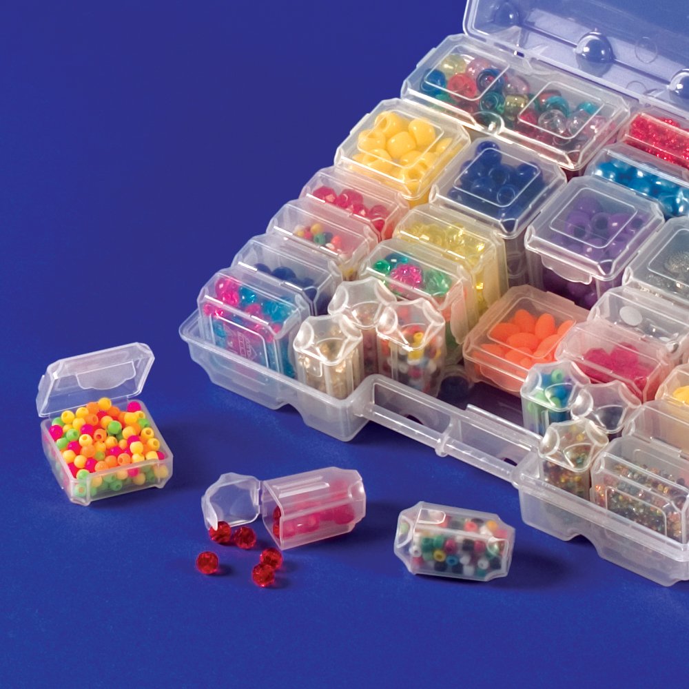Cottage Mills DotBox Large Set 95 pc 94 Aufbewahrungsboxen in Einer Tragetasche. Es ist das ultimative Aufbewahrungssystem für kleine Gegenstände. Perfekt für Perlen, Schmuck und Bastelraum