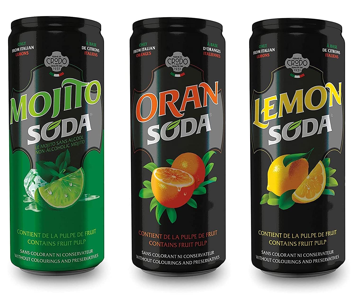 72 latas de limonsoda Oransoda Mojitosoda 330 ml Campari Group italiano bebe + Polpa Gourmet italiano 400 g