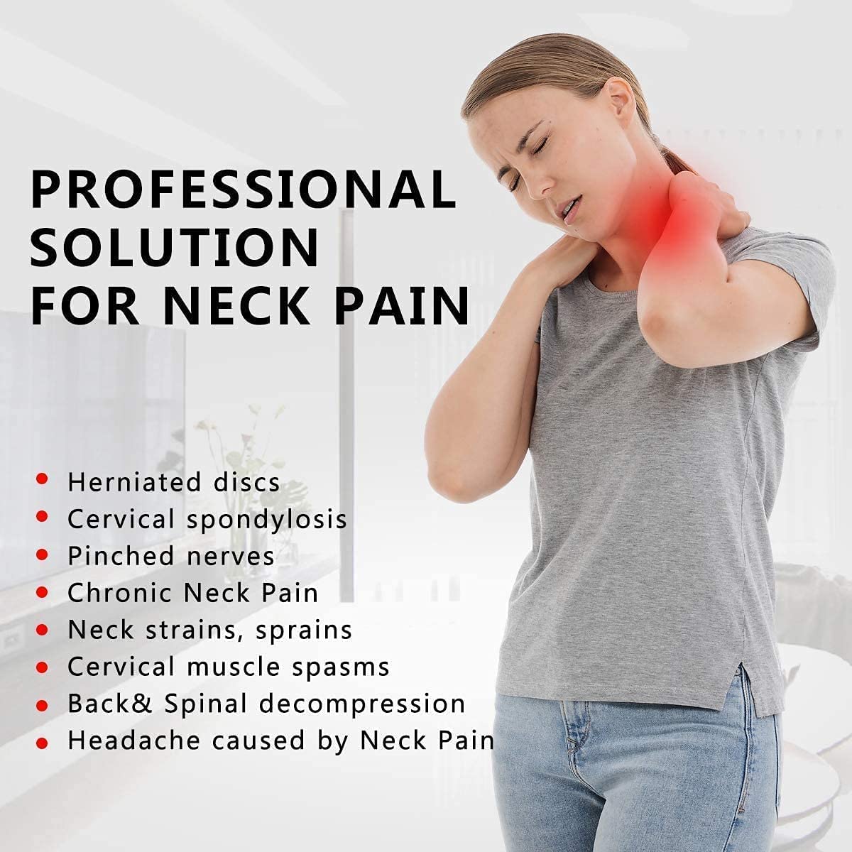 Collarín ortopédico Dispositivo de tracción Cervical para el Cuello|Soporte Ajustable para el Cuello|Alivia el Dolor de Cuello y la presión de la Columna