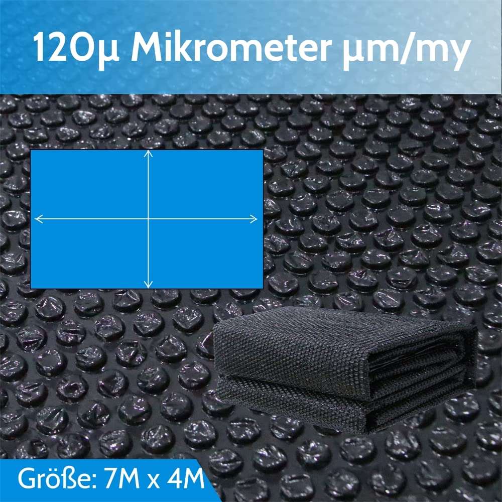 Melko Film solaire pour piscine - 700 x 400 cm - Pour une conservation efficace de la chaleur - Bâche solaire à œillets - Couverture solaire en PVC - Noir