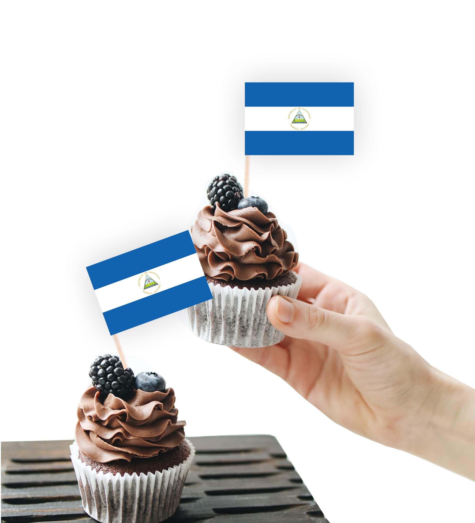 100PCS Nicaragua Flag Cake Topper,Nicaraguan Cupcake Stand For Party Decoration Supplies — image 1