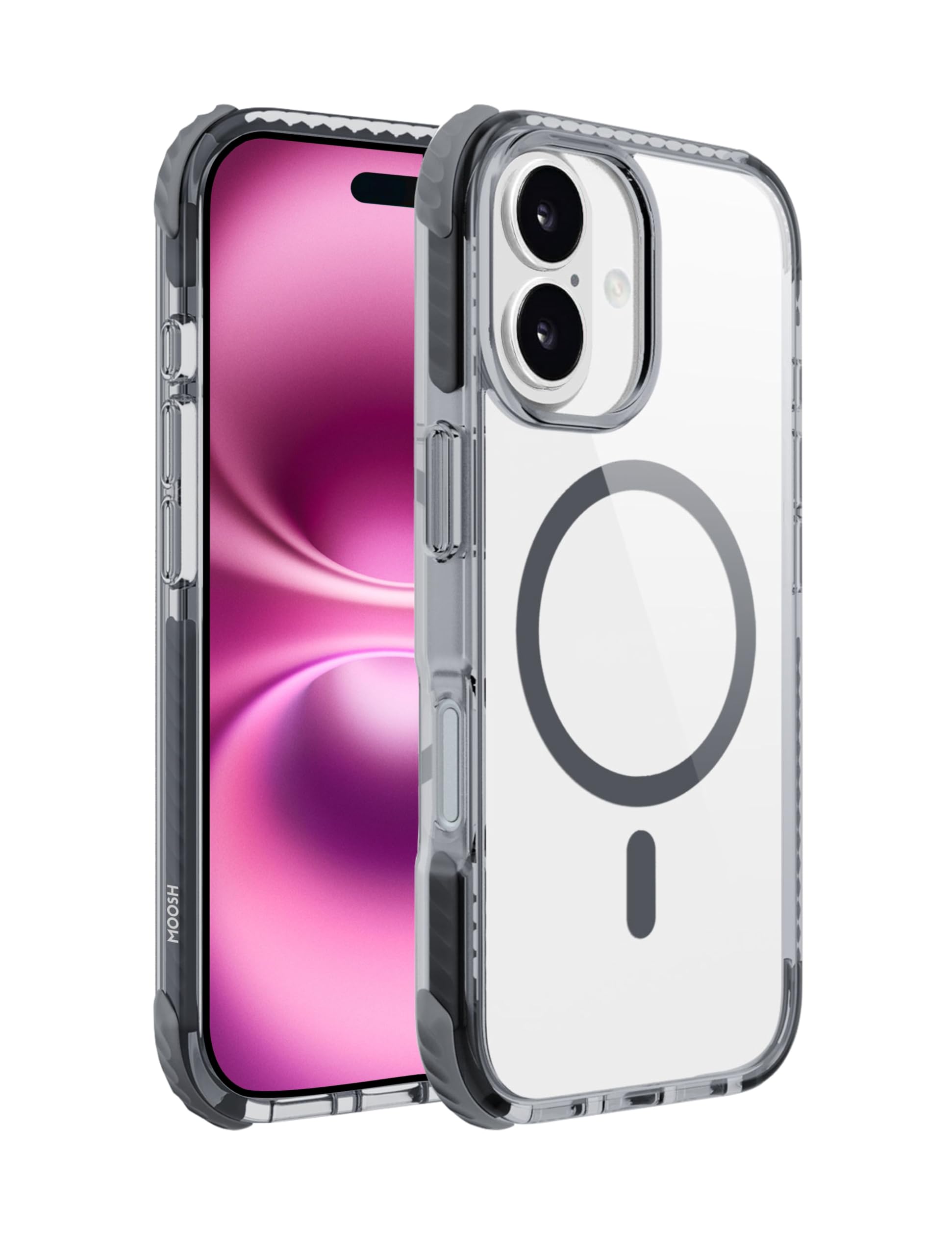 MOOSH Magnetic Case for iPhone 16 [Compatible with MagSafe & Military-Grade Protection] Hybrid Corrugated MagSafe Case, Shockproof Air Guard Corners Phone Case Cover for iPhone 16 6.1 Inch (Black) (B0DGQV7NHC) Amazon Price History, Amazon Price Tracker