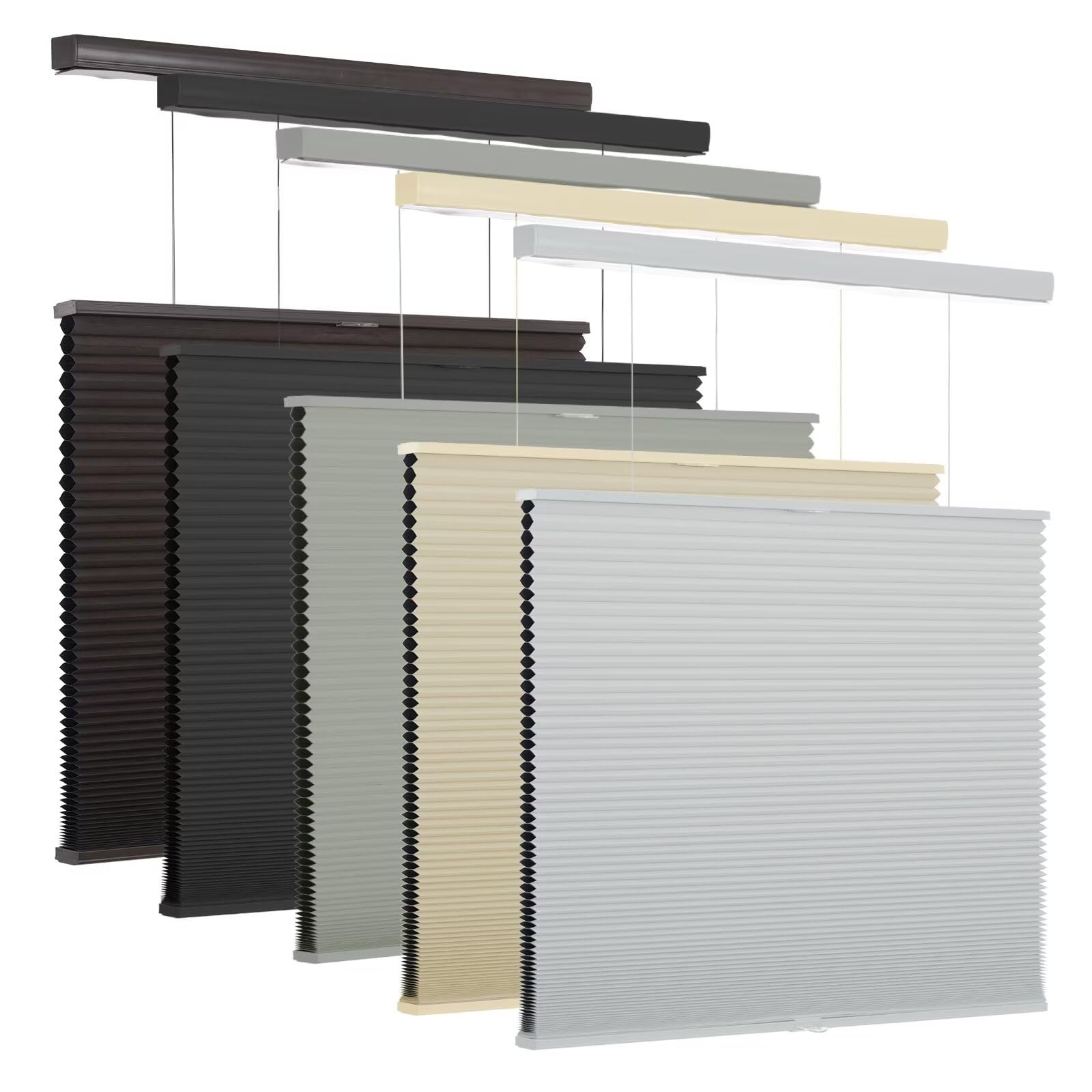 myshade top down bottom up cellular shades, 1.5 inch cordless blackout honeycomb pleated blinds for windows home bedroom office, light control, thermal insulated, 31" w x 72" h, white