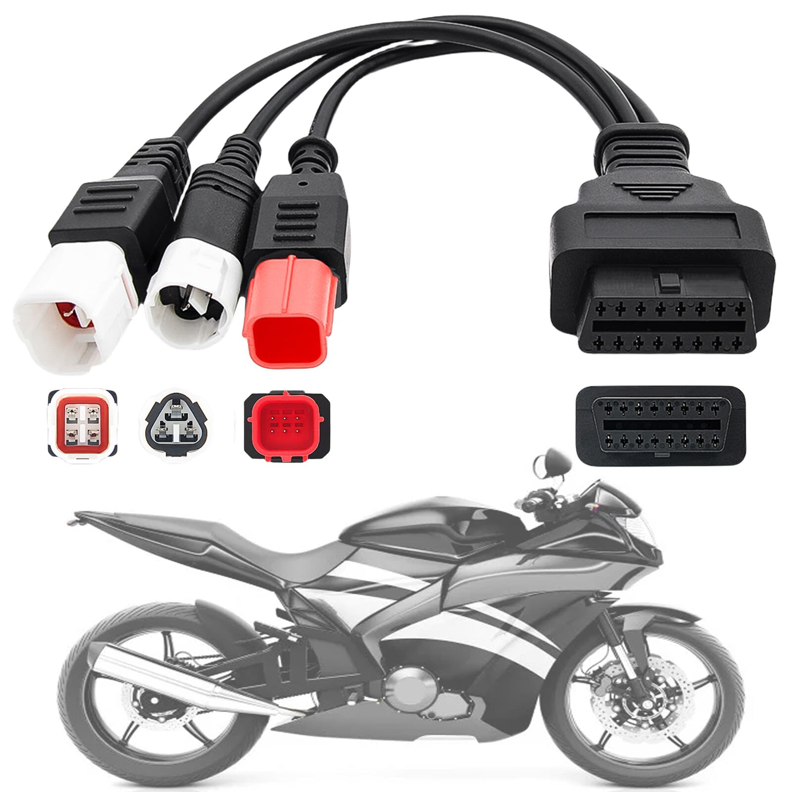 Câble Diagnostic OBD2 Moto 3/4/6 Broches Vers 16 Pins – Adaptateur OBD-II CAN-BUS Pour Lecteur Codes Erreur