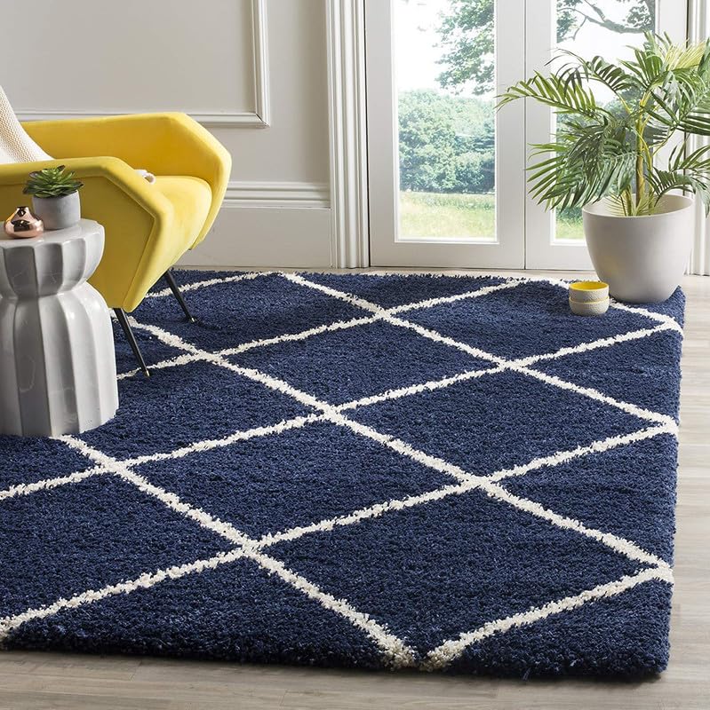 Image of TRANQUIL Polyester Fluffy Fur Rug Shaggy Modern Carpet for Living Room, Bedroom, Guest Room, Kids Room (6x9 Feet, Blue Box)