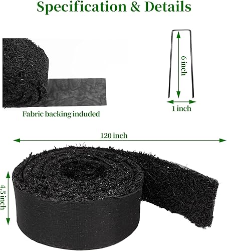 Miniatura 2 de Harmiden Paquete de 2 mantillo de goma para paisajismo, rollo de mantillo de goma reciclada, borde de mantillo de goma permanente, color negro, 120