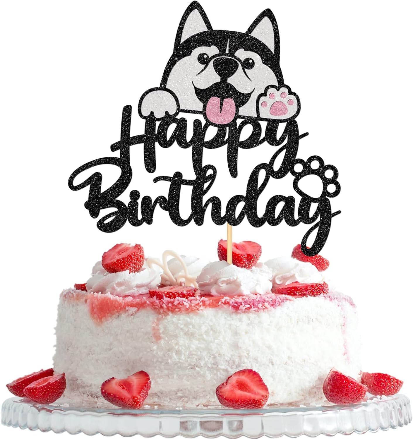 Confetti! Happy Birthday Husky Cake Topper and Animal/Pet Puppy Theme Party Supplies for a Furry Fun Time