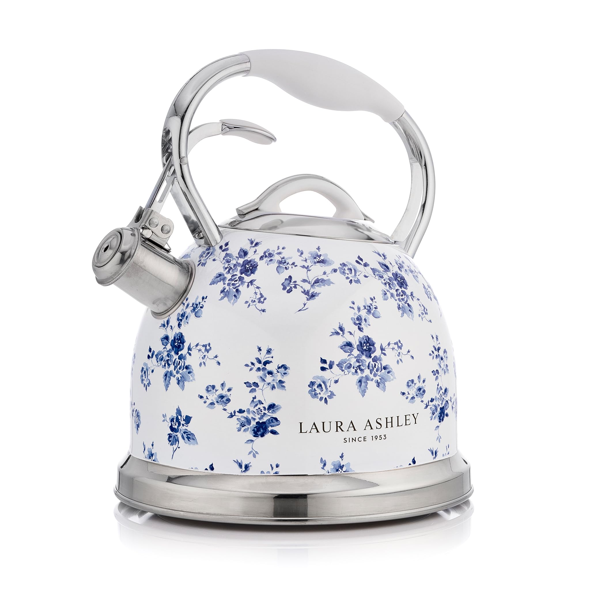 VQLaura Ashley China Rose 2.5 Litre Induction Kettle - Kettle Camping with Whistling Sound for Gas Stove, Induction Hob or Other Hobs with Push Button Mechanism