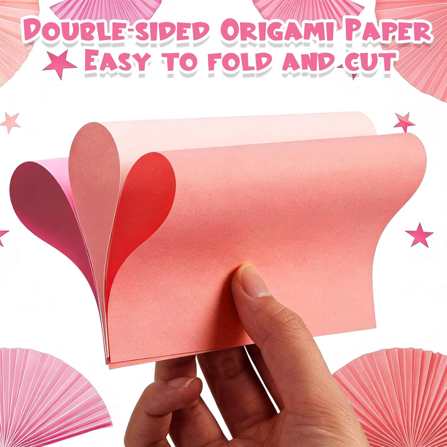 Kigeli 300 Sheets Origami Paper 3 Colors 6 x 6 Inch Double Sided Colored Square Easy Fold Scrapbook Paper for Scrapbook Arts Craft DIY Handwork Holiday Decoration(Pink)
