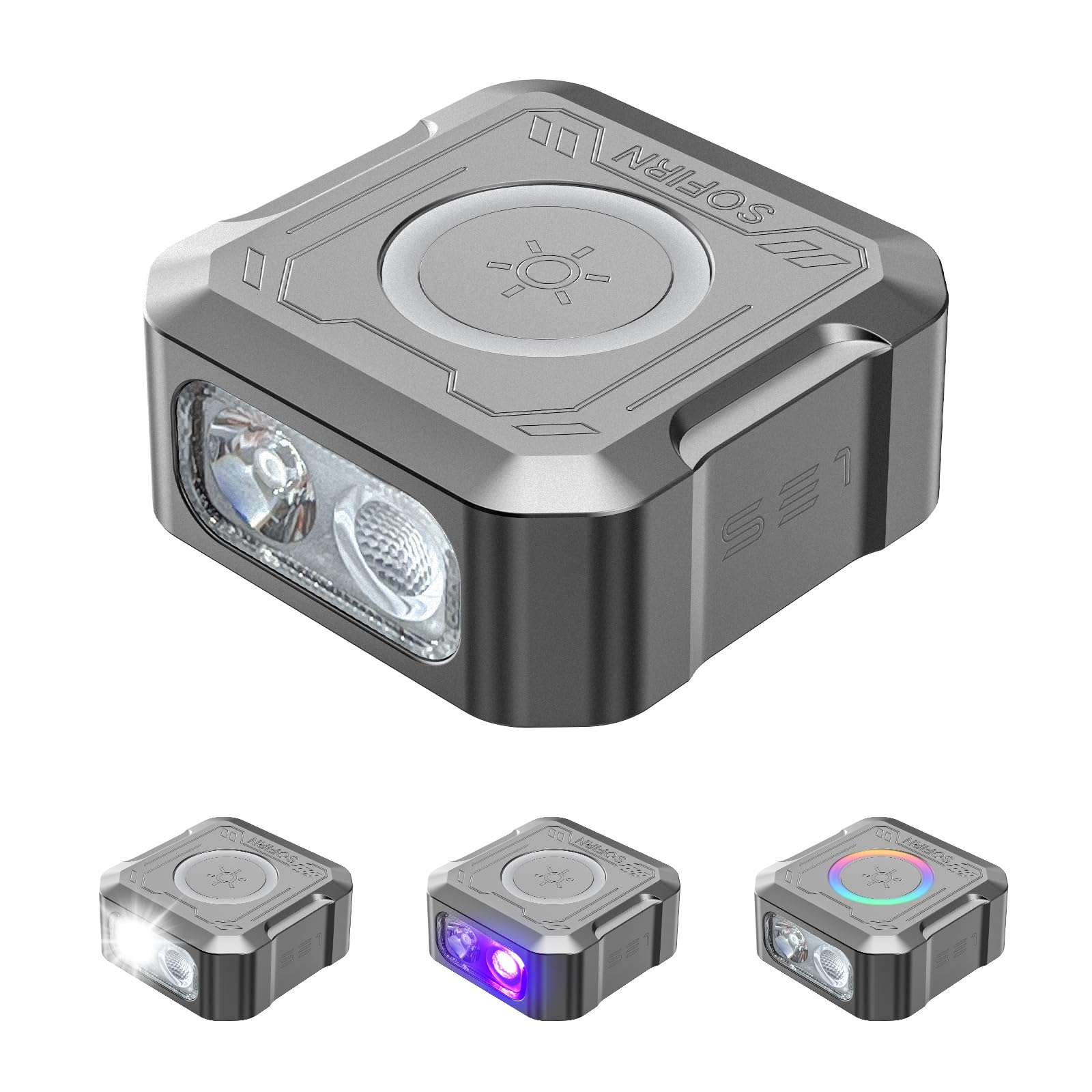 Sofirn SE1 Mini Linterna Llavero, Linterna EDC de 302 Lúmenes con Luz UV, Anillo RGB, Imán y USB-C, Recargable, Cuerpo Metálico CNC para Uso Diario, Emergencias, Camping y Exterior