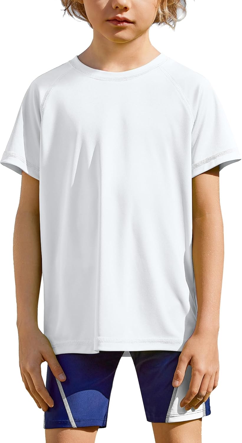 Arshiner Boys UPF 50+ Rash Guard Swim Shirts Short Sleeve Quick Dry UV Protection Sun Shirt for Boys and Girls